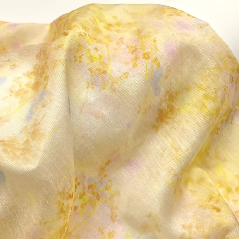 Kimono Sheer Floral - Tkanina jedwabno-ramiowa z gradientowym wzorem kwiatowym