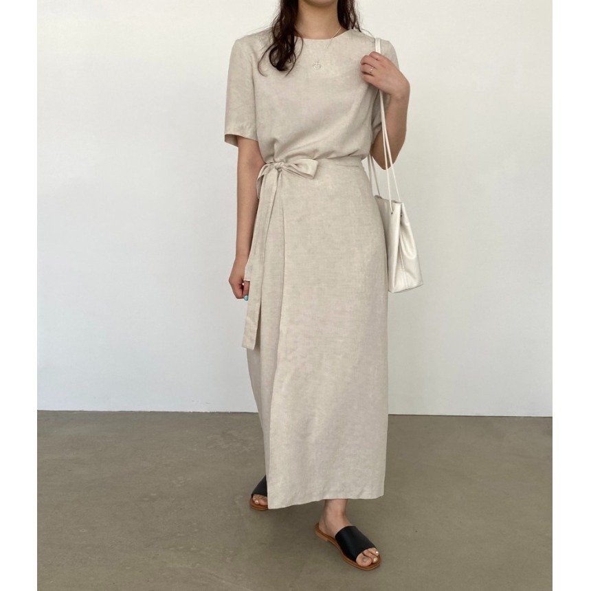 Linen Dress Wrap - Elegancka sukienka z bawełny i lnu