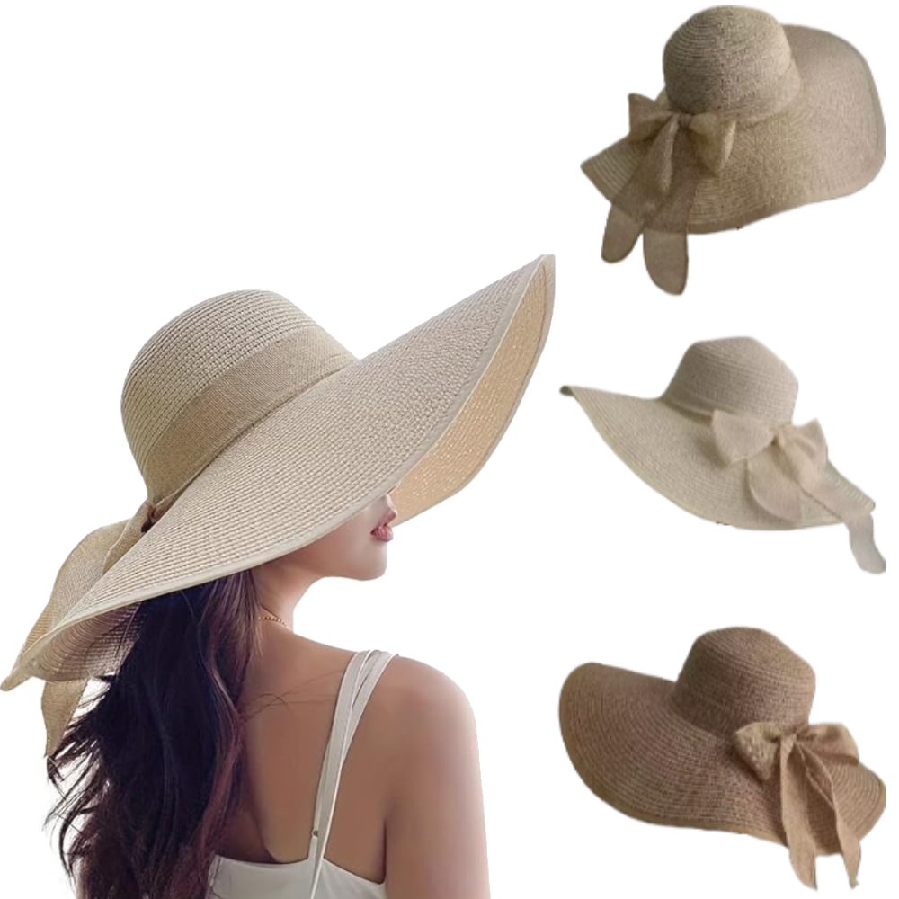 Hat Floppy Wide - Damski letni kapelusz słomkowy z szerokim