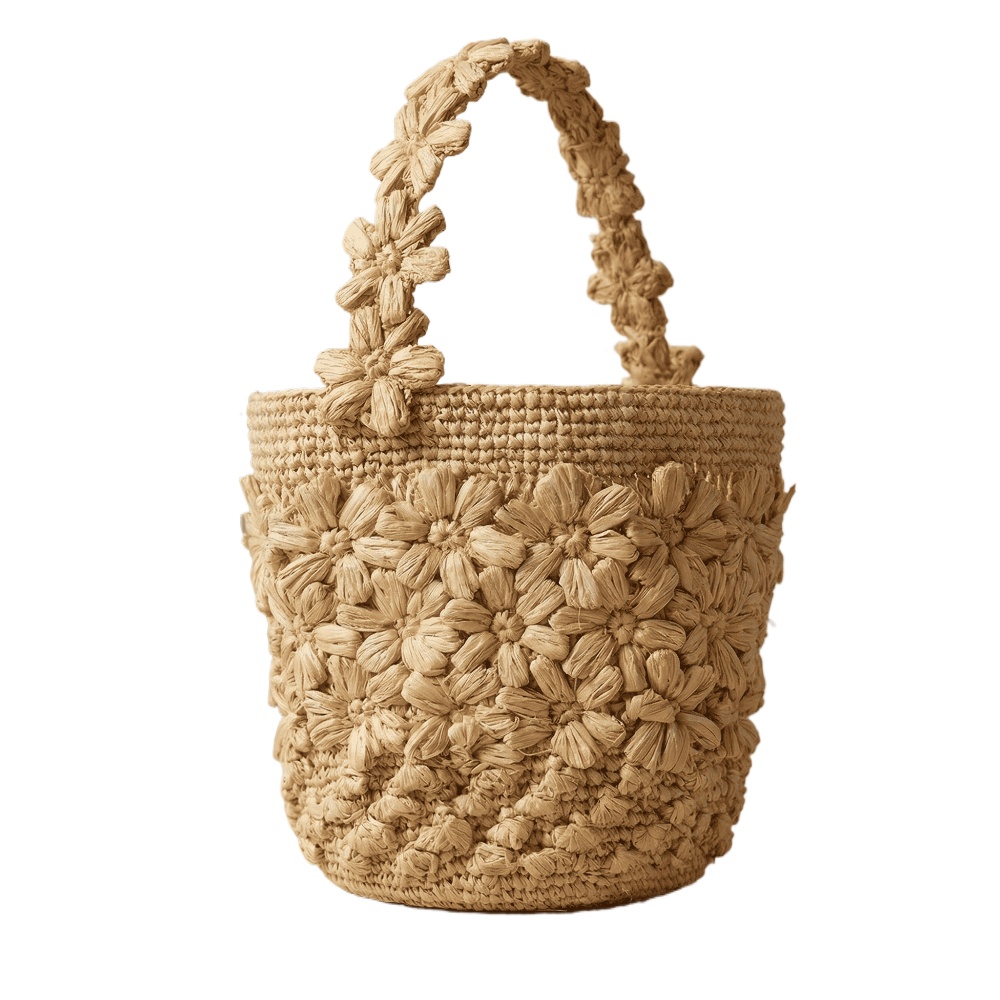 Crochet Bag Raffia - Damska letnia torba typu bucket bag