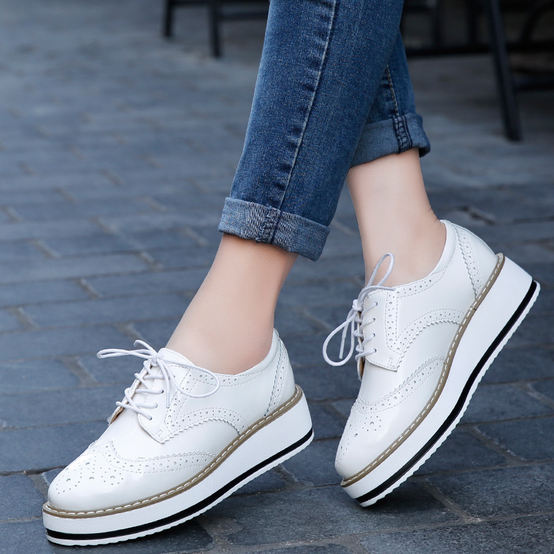 Wedge Espadrille Women - Damskie buty wsuwane skórzane grube obcasy