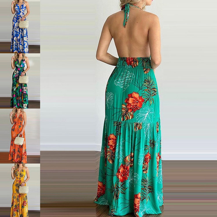 Sukienka maxi w kwiaty, długa, – Maxi Dress Halter recenzja i cena