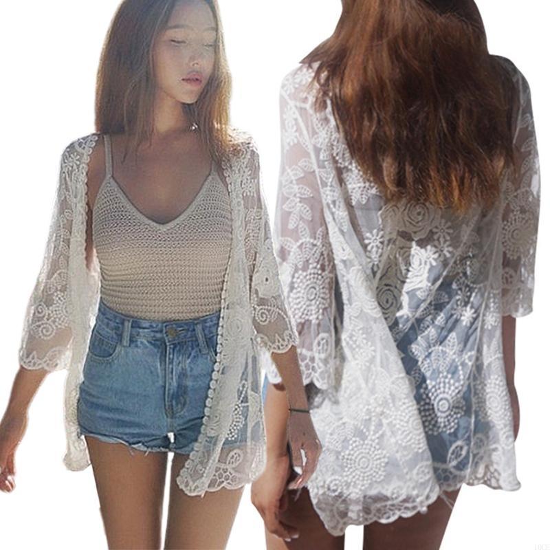 Kobiety Lace Otwarcie Kimono C – Kimono Sheer Floral recenzja i cena