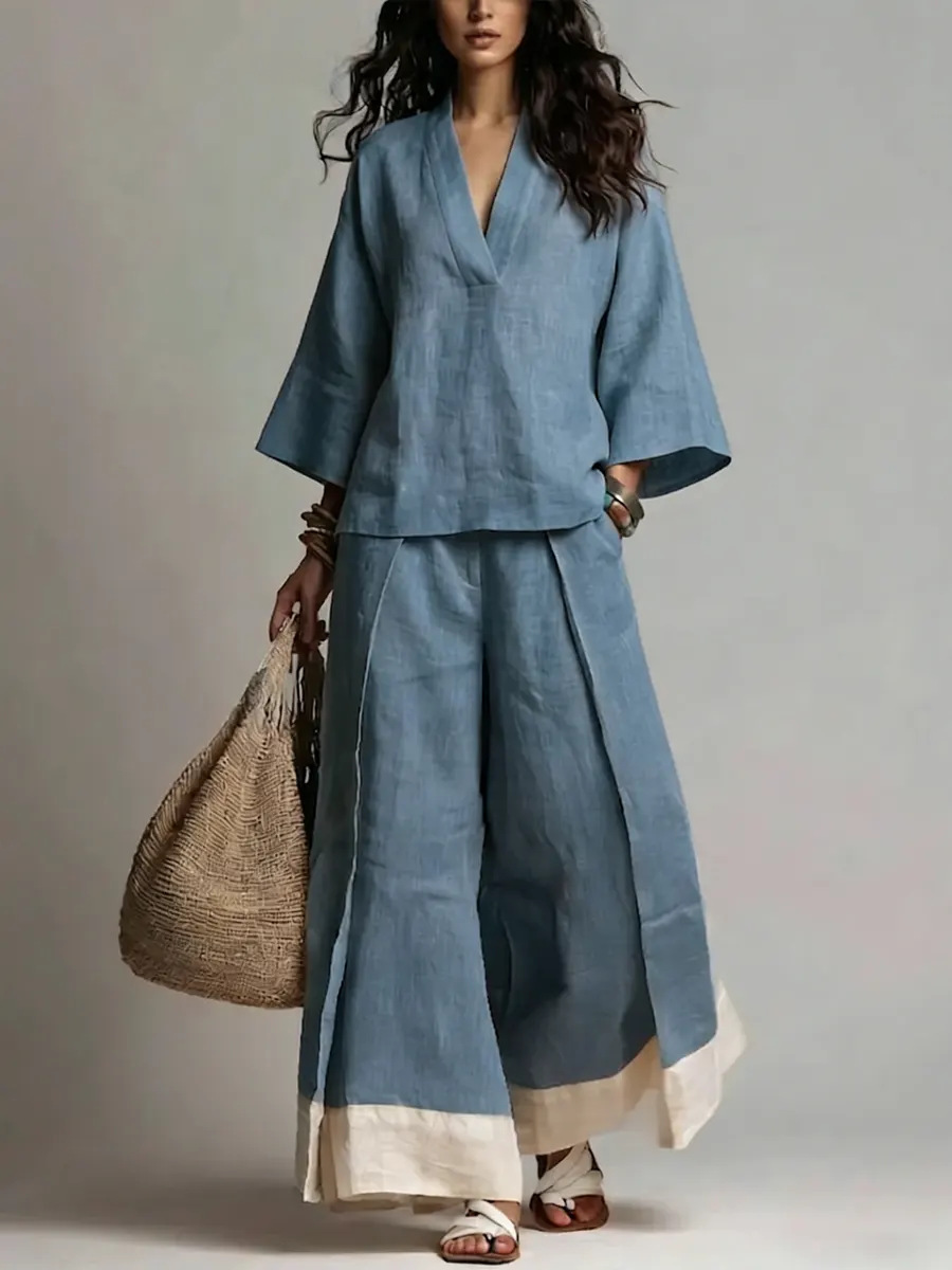 Letni damski komplet z bawełny – Linen Pant Wide recenzja i cena